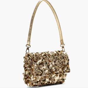 NWT Frances Valentine Stardust Sequin Clutch Gold